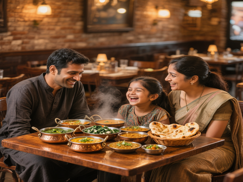 Family enjoying a meal at the best family restaurant in Sadashiv Peth