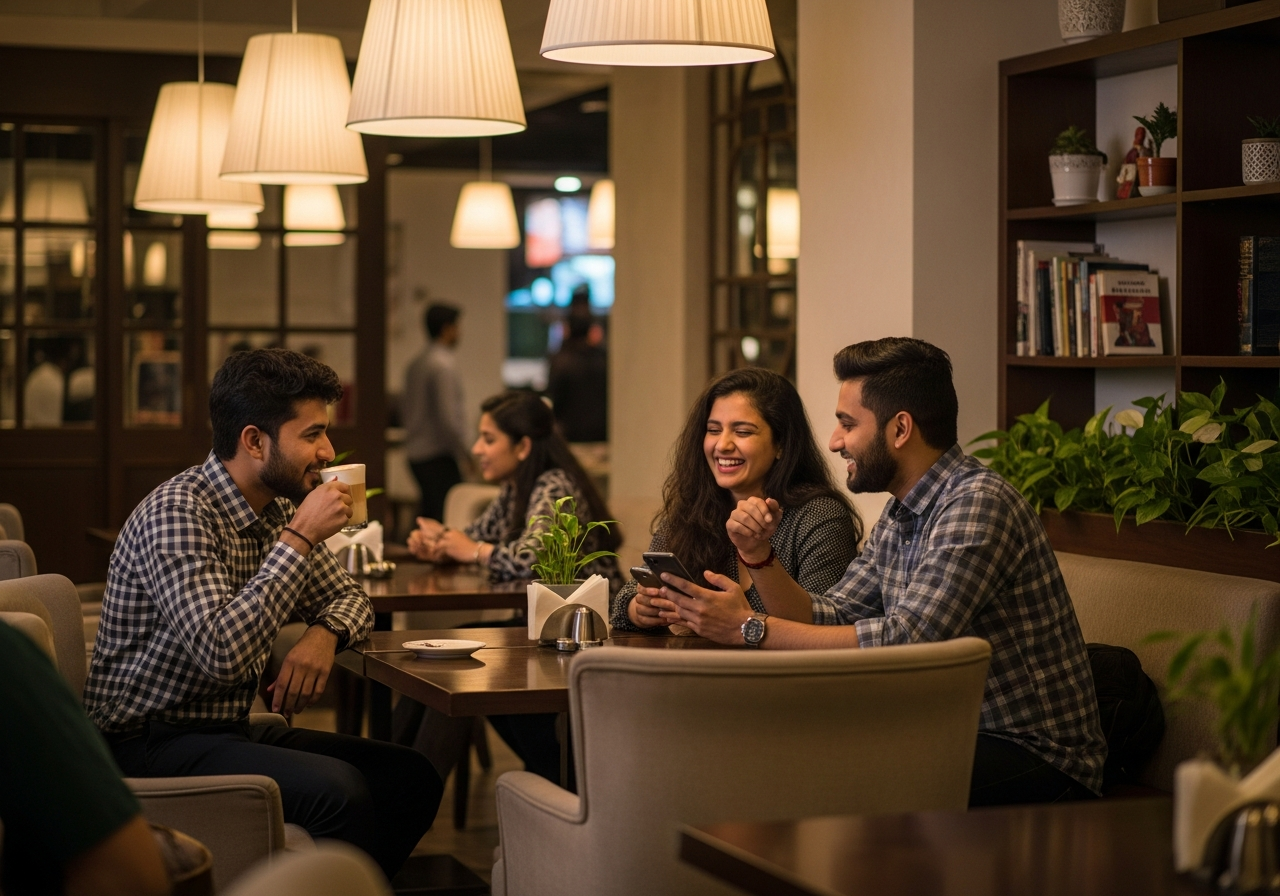 Friends enjoying evening snacks at the Best Family Restaurant in Sadashiv Peth