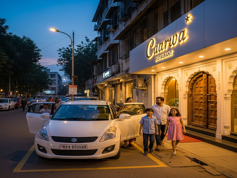 Family parking easily at the Best Family Restaurant in Sadashiv Peth