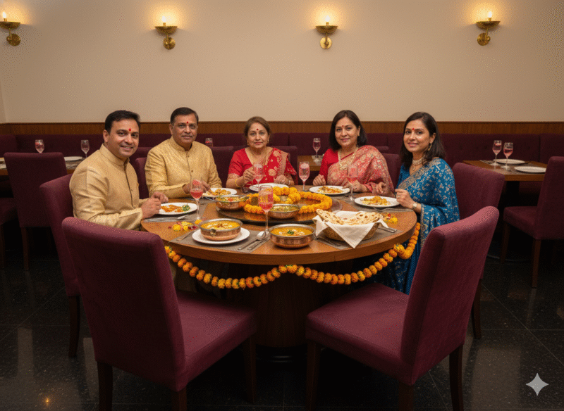 Family celebrating festival at the Best Family Restaurant in Sadashiv Peth