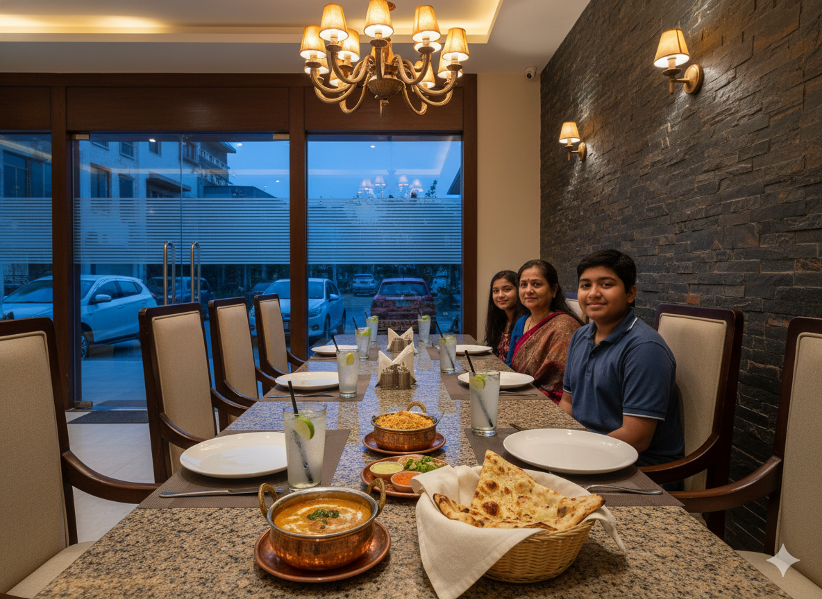 Family dining at the Best Family Restaurant in Sadashiv Peth with easy parking access