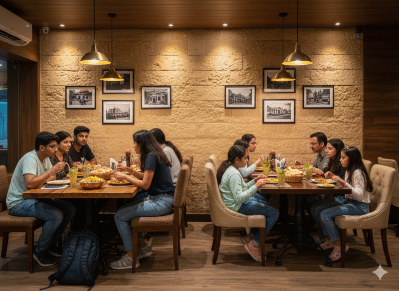 Students and family dining at the Best Family Restaurant in Sadashiv Peth